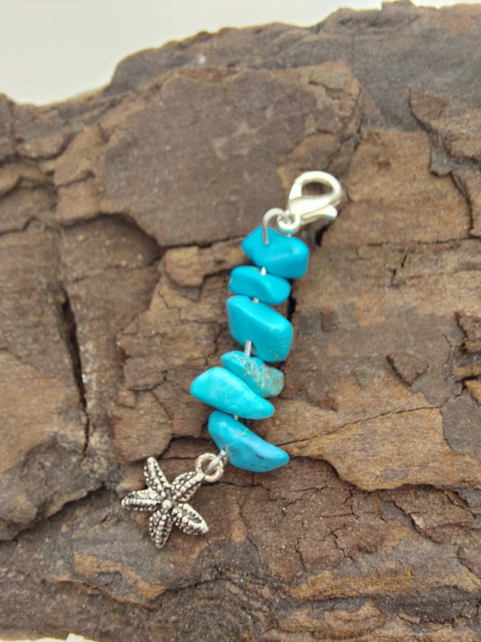 Turquoise starfish purse charm