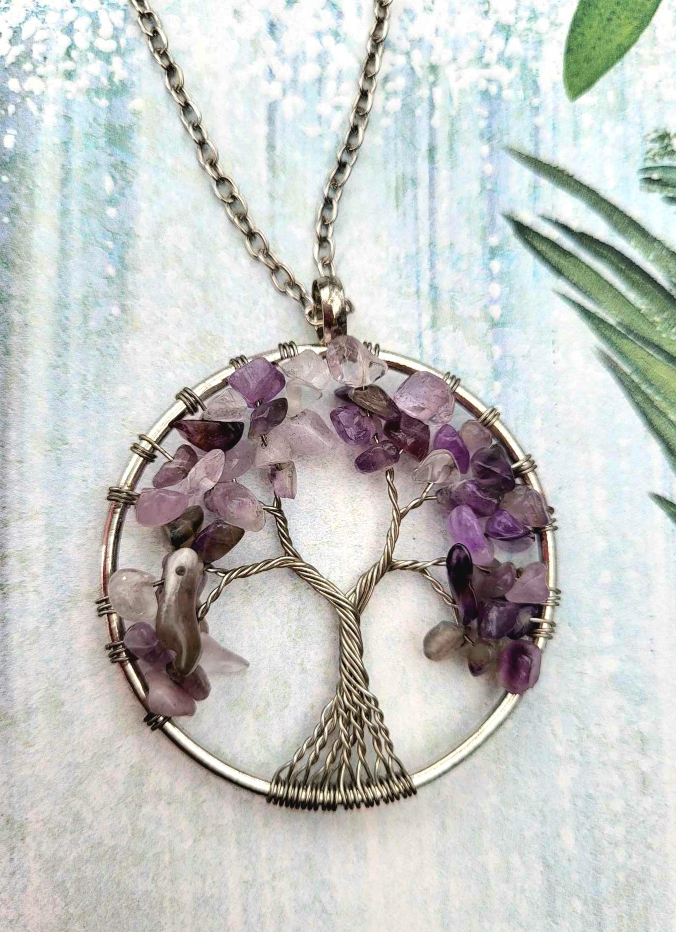 Purple tree of life necklace