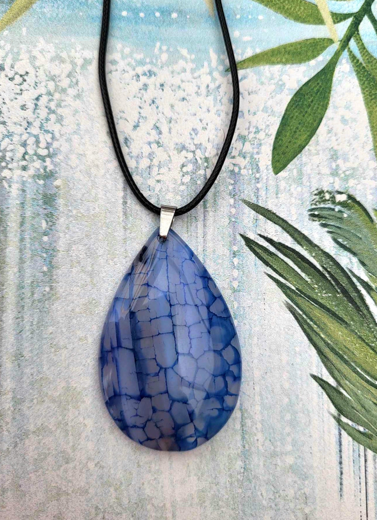 Blue Fluorite tear drop necklace