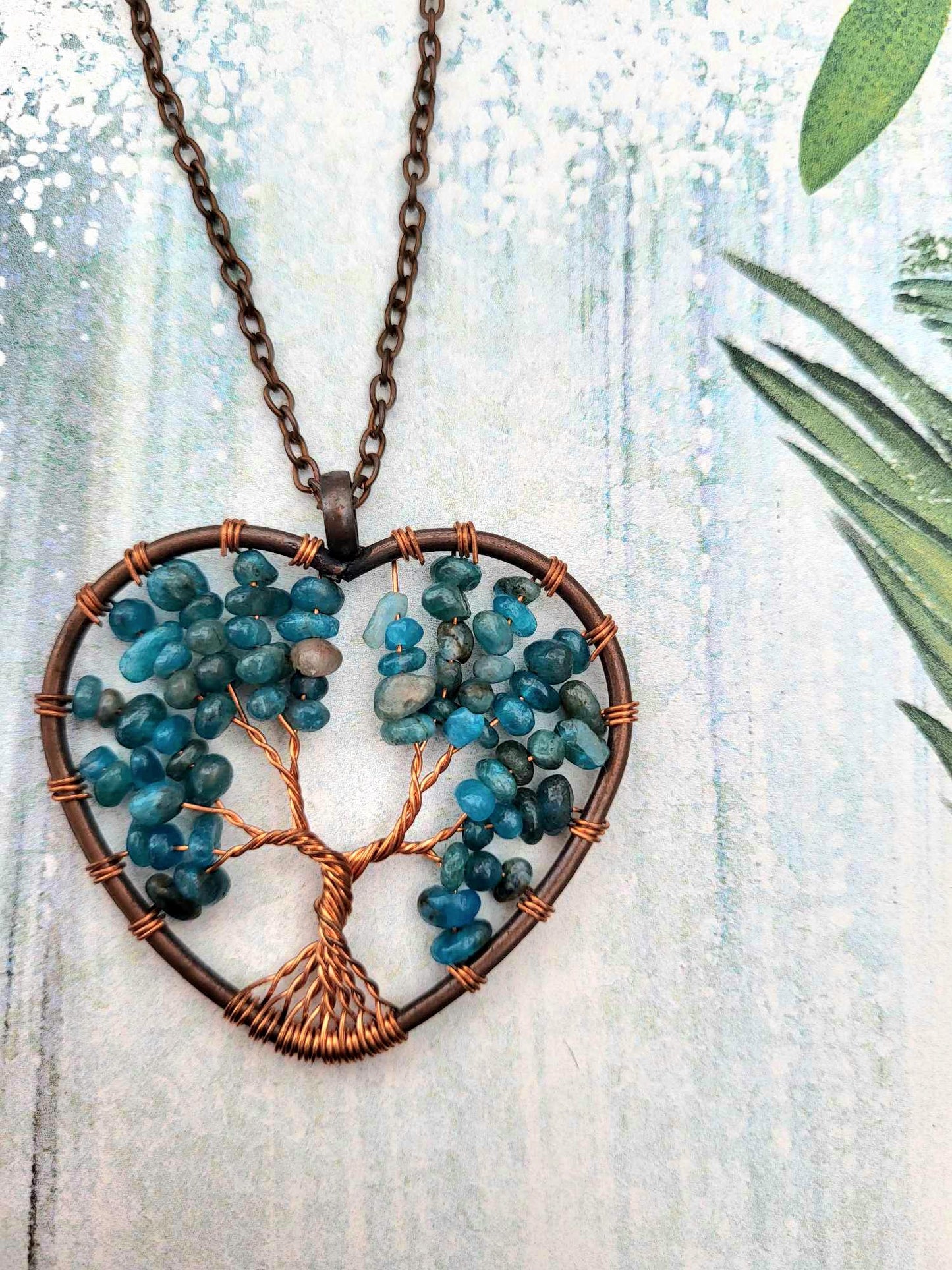 Blue tree of life necklace