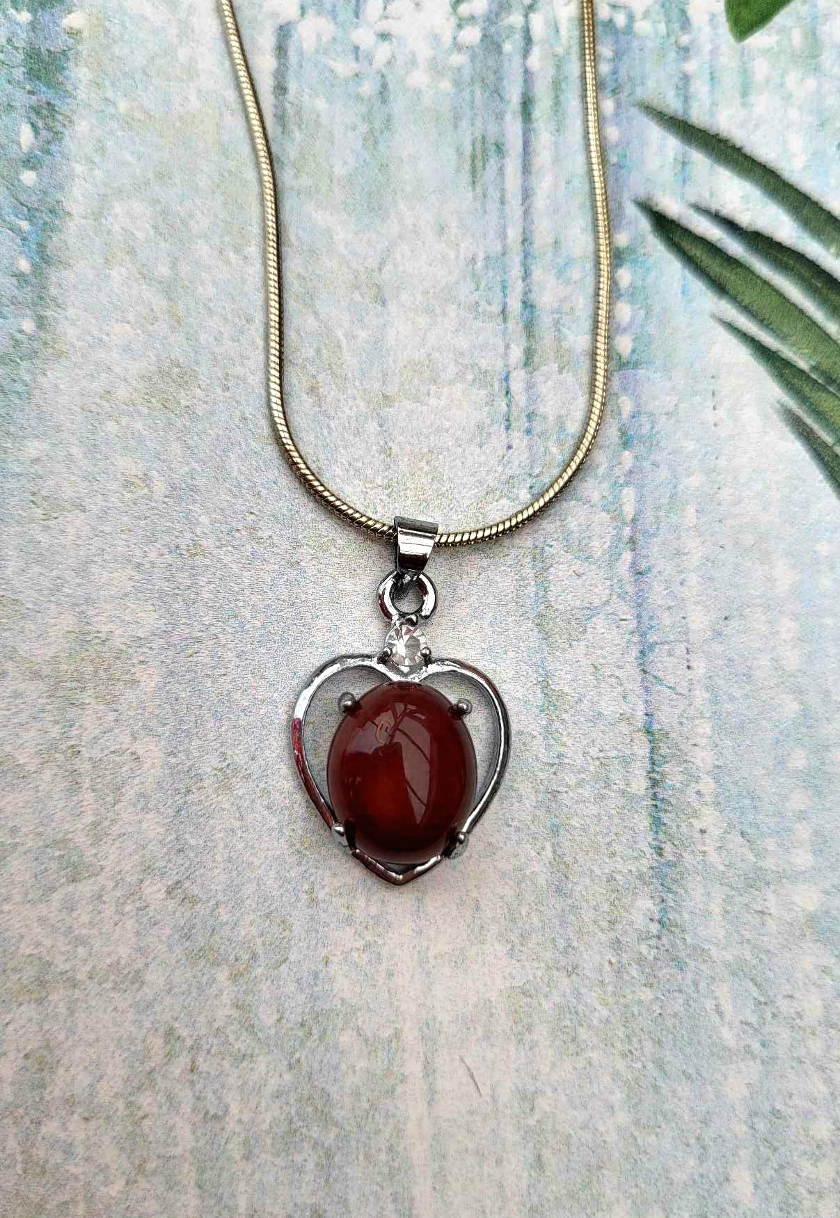 Garnet heart necklace