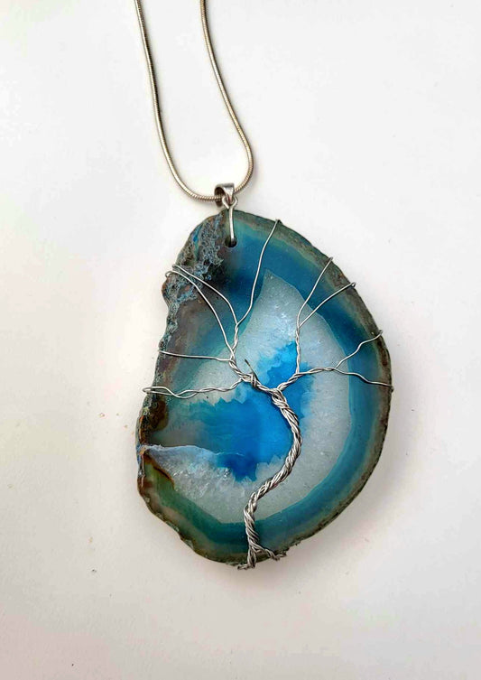 Blue Agate Slice Necklace