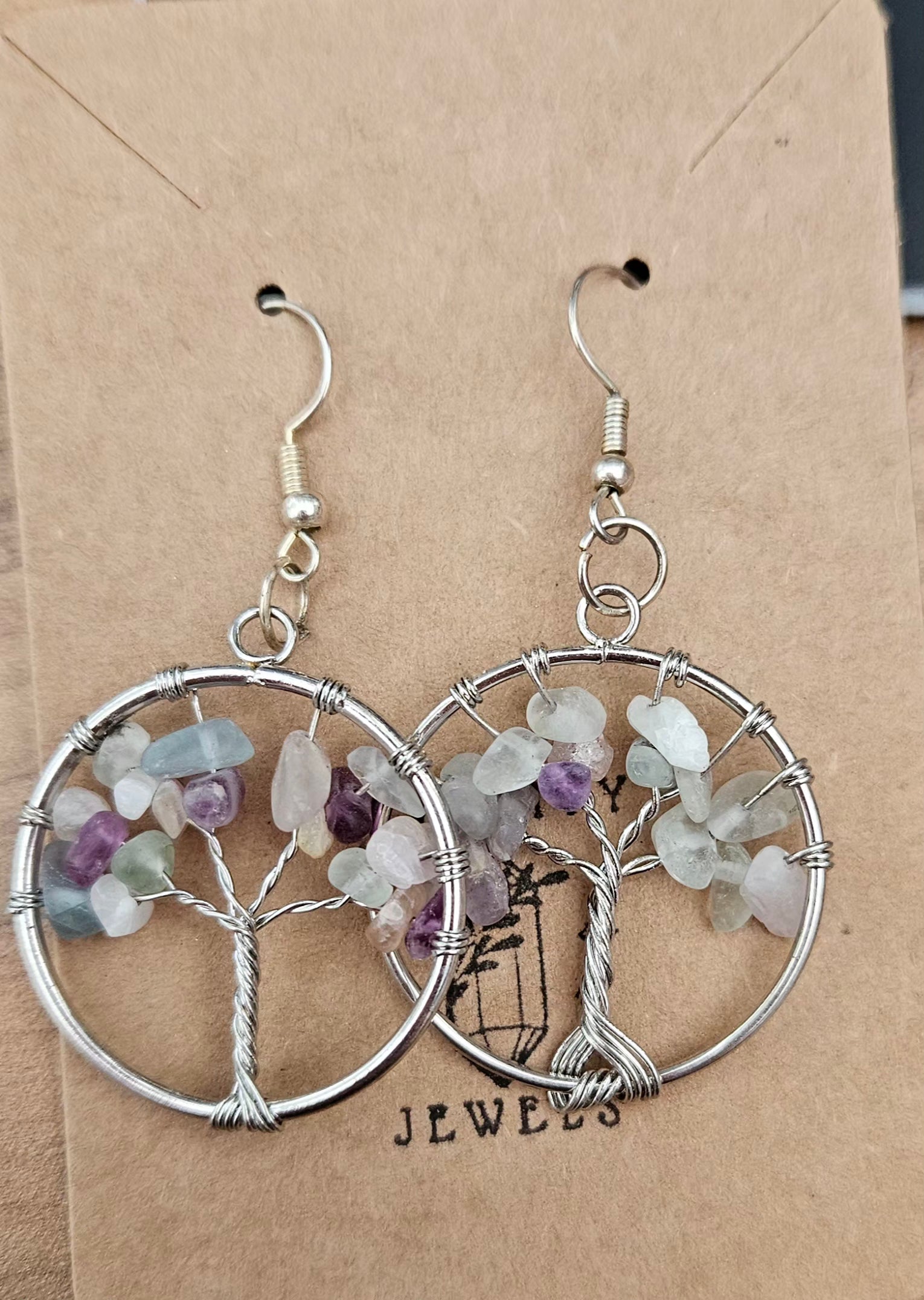 Fluorite Tree of Life Earrings