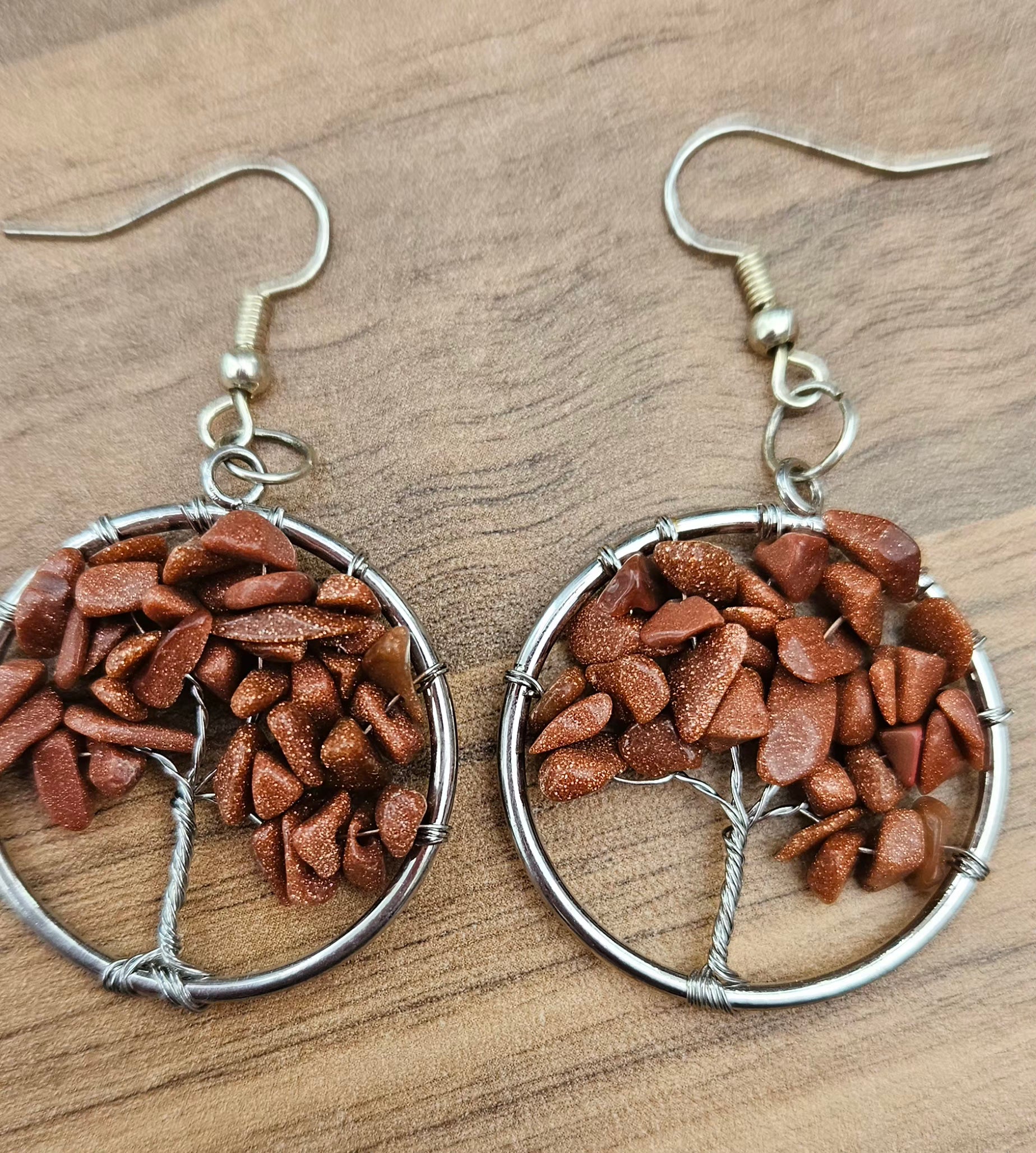 Goldstone Tree of Life Earrings