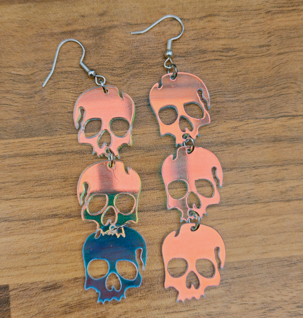 Iridescent Skull Earrings