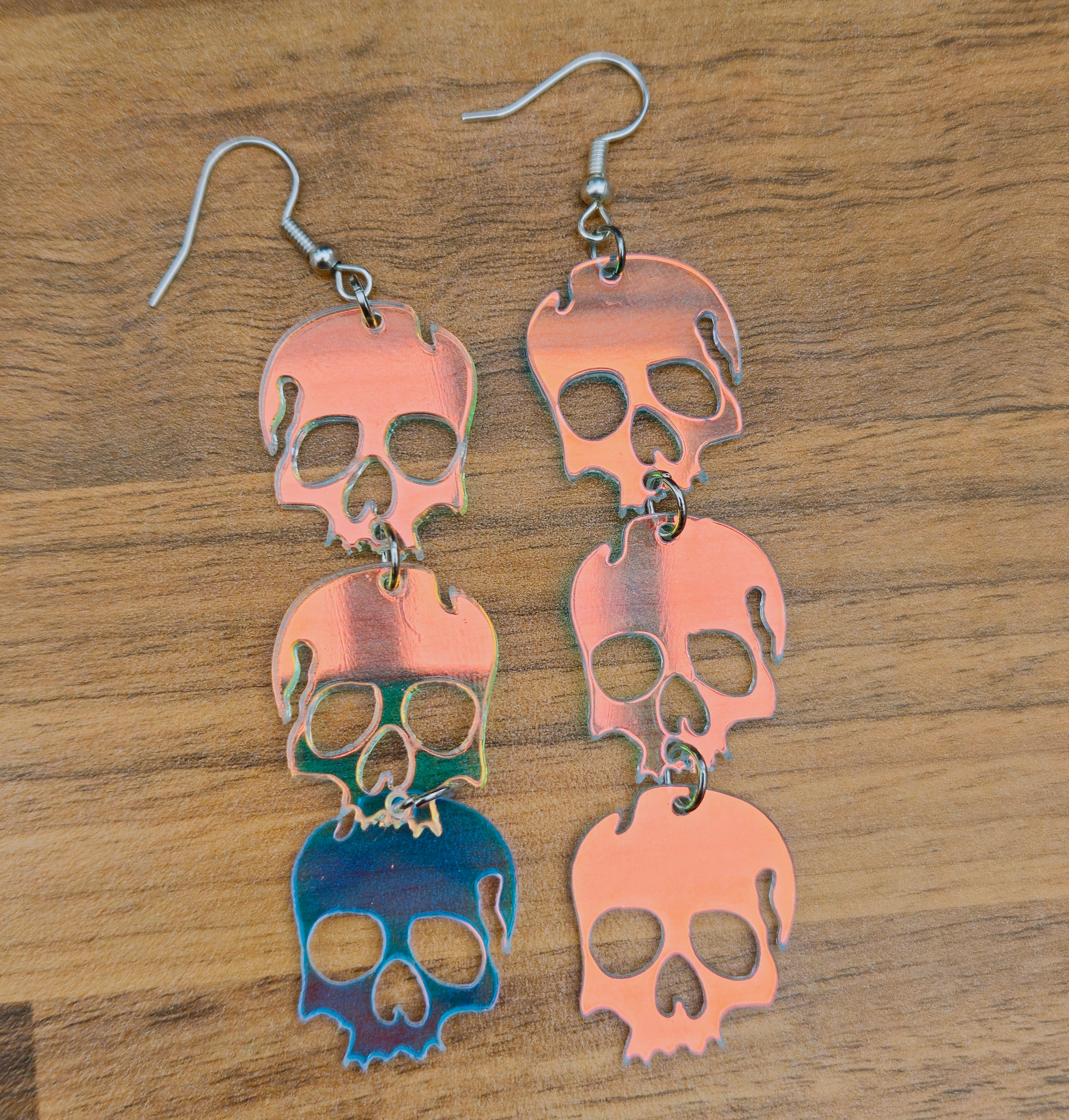 Iridescent Skull Earrings
