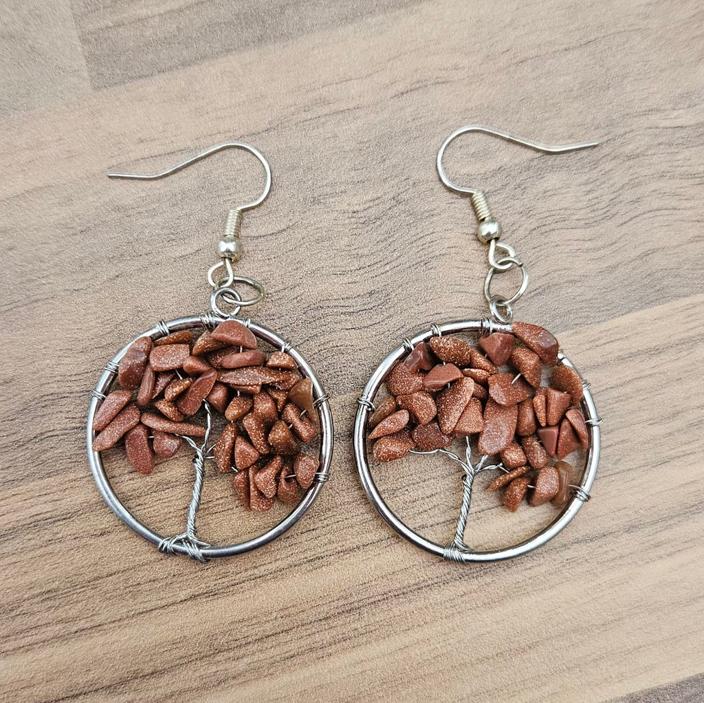 Goldstone Tree of Life Earrings