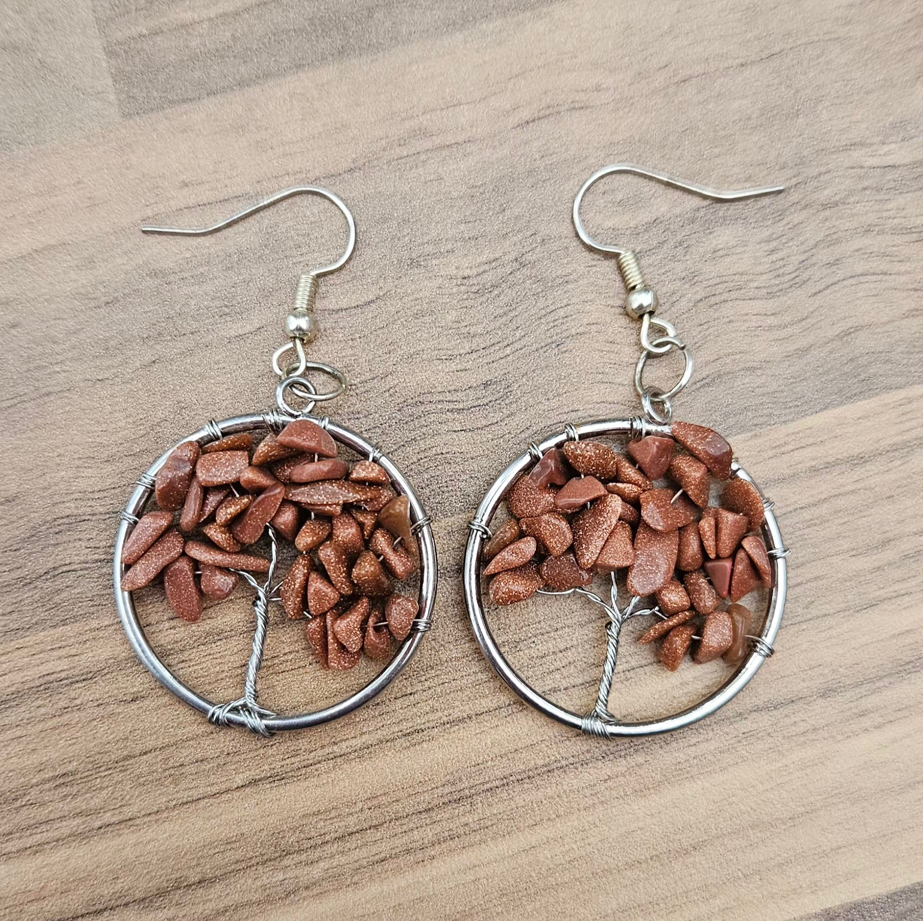 Goldstone Tree of Life Earrings