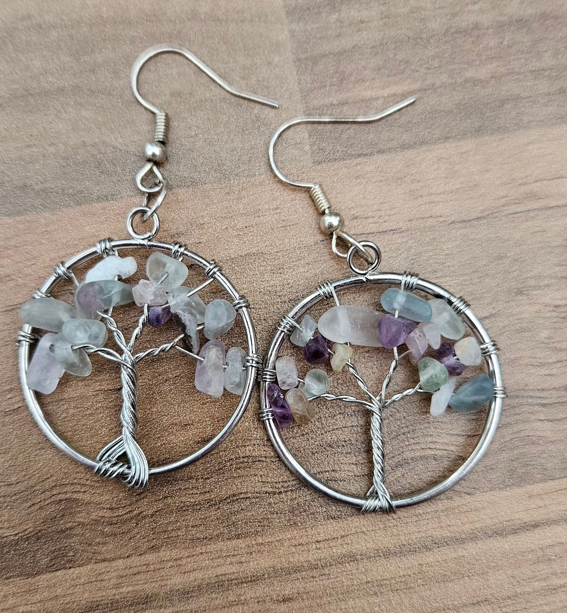Fluorite Tree of Life Earrings
