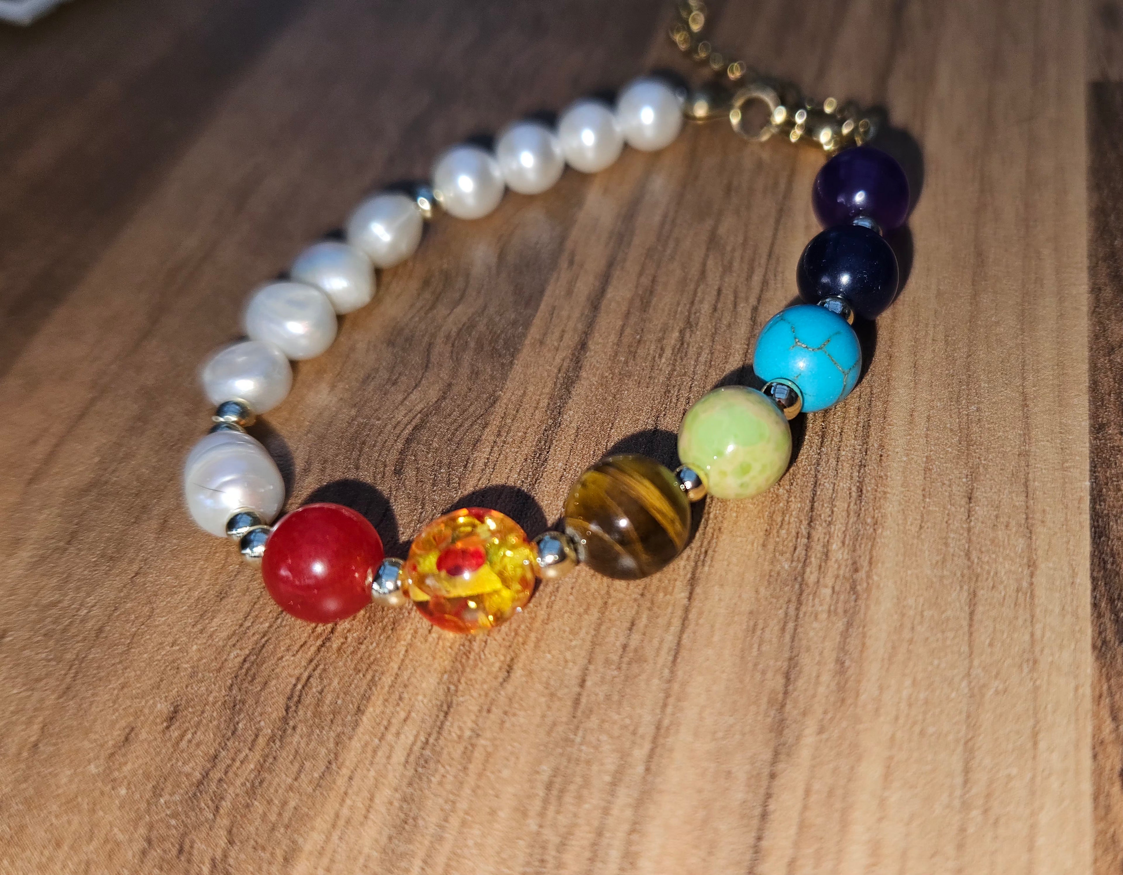 Colourful pearl Chakra Bracelet