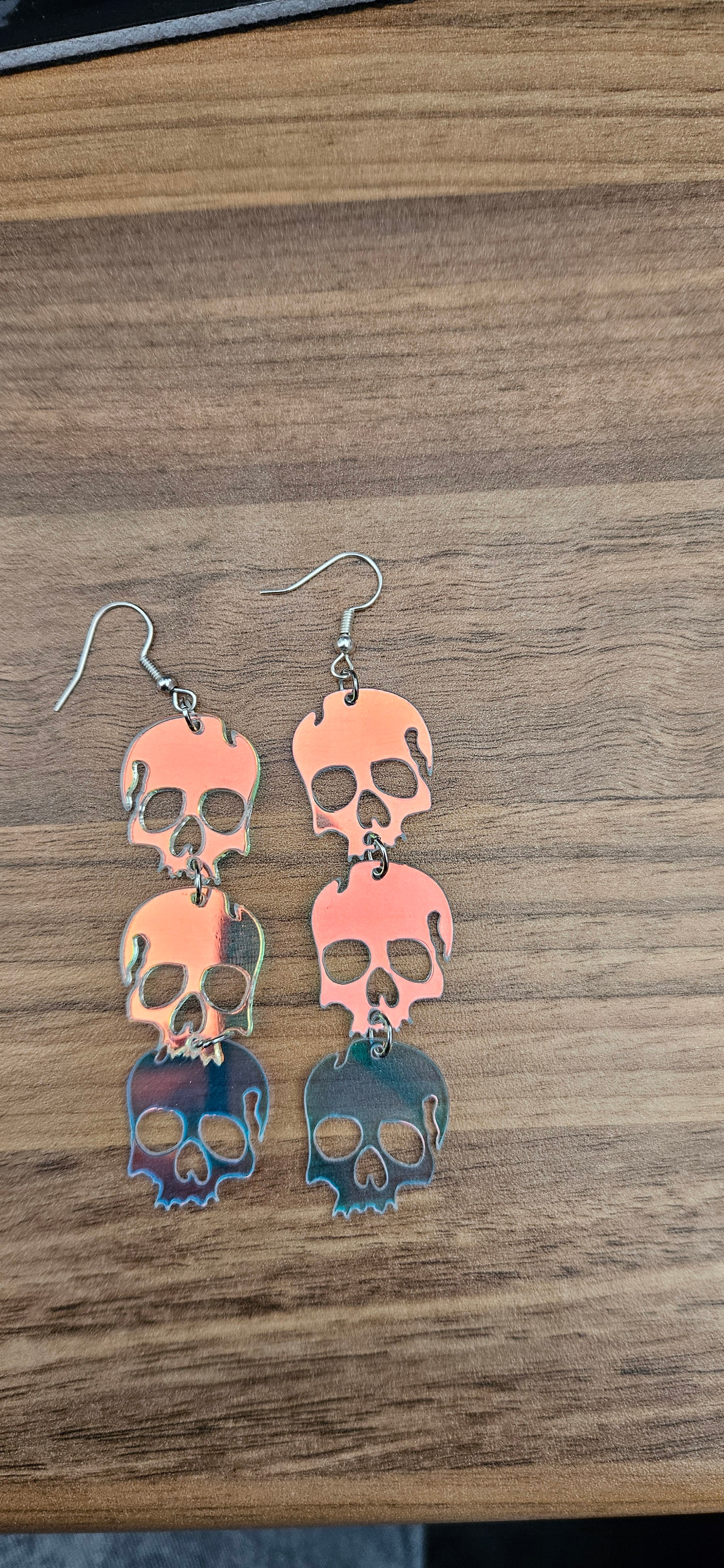 Iridescent Skull Earrings